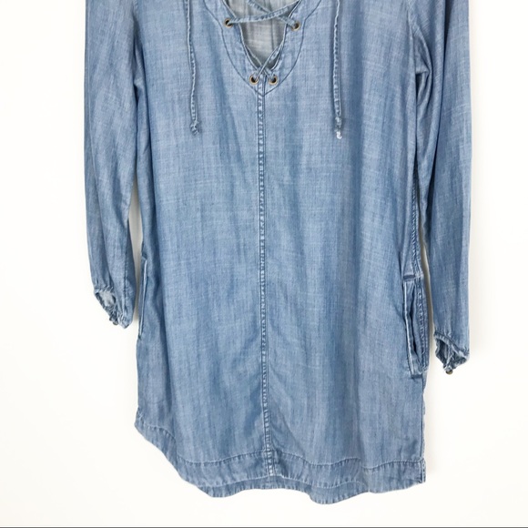 AMERICAN EAGLE Chambray Tie Front Boho Dress - Picture 3 of 8